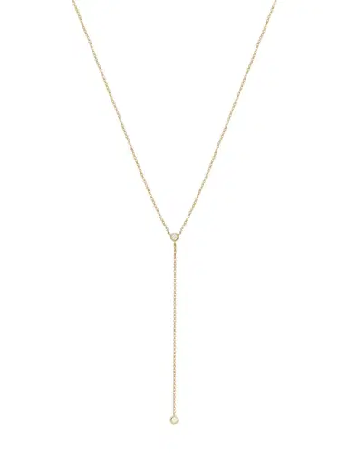 Saks Fifth Avenue Collection Women's 14K Yellow Gold & 0.104 TCW Diamond Y Necklace - Yellow Gold | Thumbnail 4