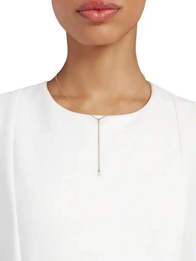 Women's 14K Yellow Gold & 0.104 TCW Diamond Y Necklace - Yellow Gold