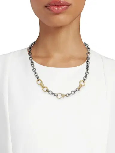 Nina Gilin Women's Black-Rhodium-Plated Silver, 14K Yellow Gold & 3.16 TCW Diamond Chain Necklace - Grey | Thumbnail 2 Nina Gilin Women's Black-Rhodium-Plated Silver, 14K Yellow Gold & 3.16 TCW Diamond Chain Necklace - Grey | Thumbnail 2