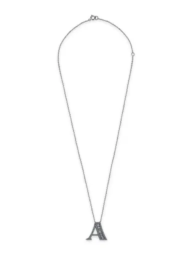Mevaris Women's Letters Alpha 18K White Gold & 0.26 TCW Diamond A Pendant Necklace - White Gold | Thumbnail 2