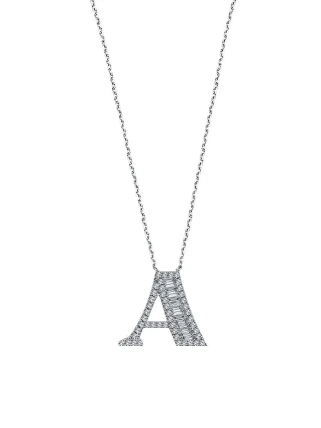 Women's Letters Alpha 18K White Gold & 0.26 TCW Diamond A Pendant Necklace - White Gold