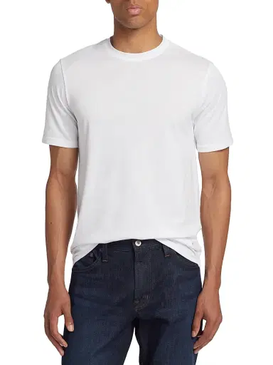 Saks Fifth Avenue Men's COLLECTION Cotton-Blend Crewneck T-Shirt - Snow White | Thumbnail 3