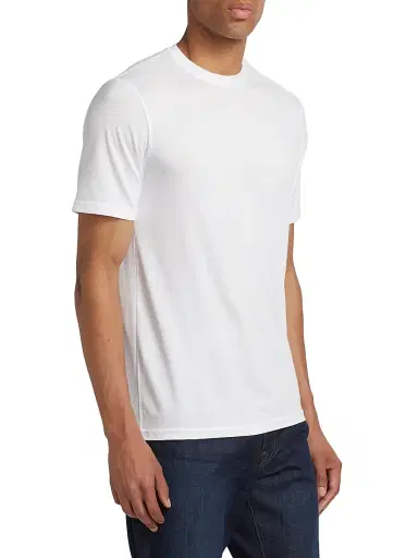 Saks Fifth Avenue Men's COLLECTION Cotton-Blend Crewneck T-Shirt - Snow White | Thumbnail 4