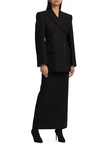 WARDROBE.NYC Women's Double-Breasted Contour Blazer - Black | Thumbnail 2