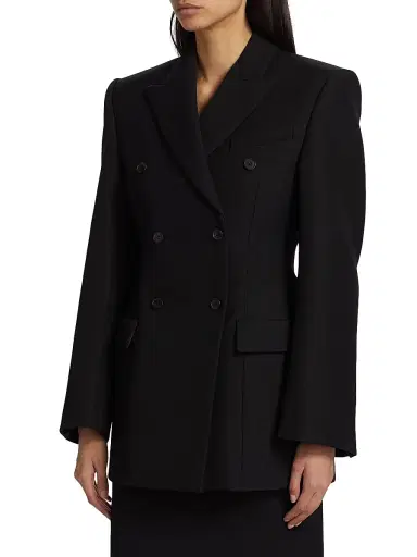 WARDROBE.NYC Women's Double-Breasted Contour Blazer - Black | Thumbnail 4