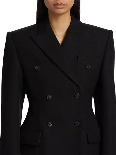 WARDROBE.NYC Women's Double-Breasted Contour Blazer - Black | Thumbnail 6