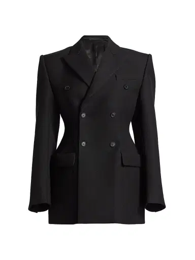 WARDROBE.NYC Women's Double-Breasted Contour Blazer - Black | Thumbnail 1