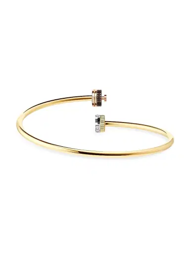 Boucheron Women's Quatre Classique Tri-Tone 18K Gold, 0.11 TCW Diamond, & PVD Bangle - Yellow Gold | Thumbnail 4