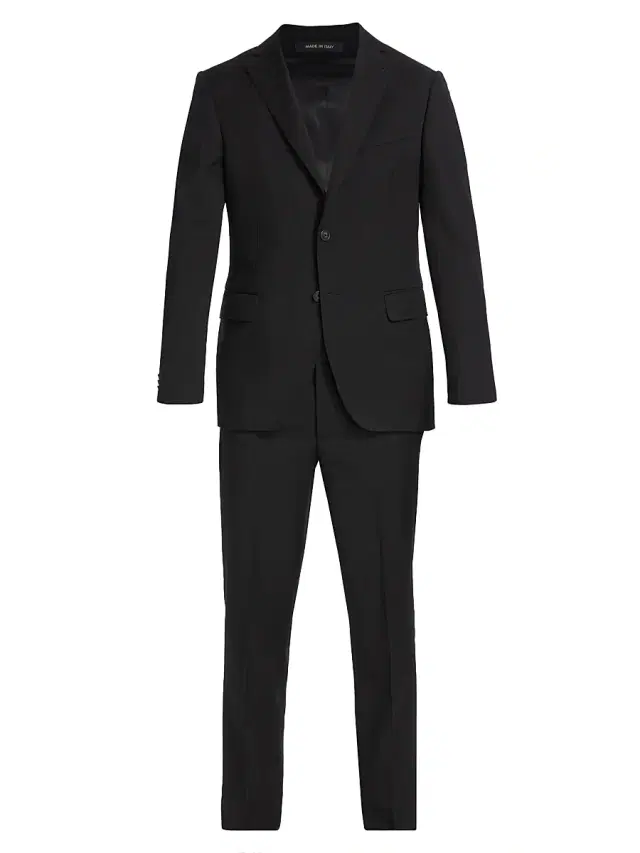 Men's COLLECTION Nested Wool Suit - Black