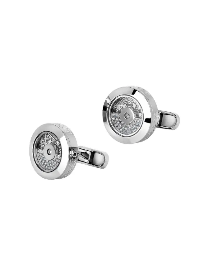 Men's Rotor Stainless Steel & 0.21 TCW Diamond Cufflinks