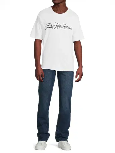 Saks Fifth Avenue Men's COLLECTION Logo-Embroidered Cotton T-Shirt - White | Thumbnail 2 Saks Fifth Avenue Men's COLLECTION Logo-Embroidered Cotton T-Shirt - White | Thumbnail 2