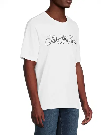 Saks Fifth Avenue Men's COLLECTION Logo-Embroidered Cotton T-Shirt - White | Thumbnail 4 Saks Fifth Avenue Men's COLLECTION Logo-Embroidered Cotton T-Shirt - White | Thumbnail 4
