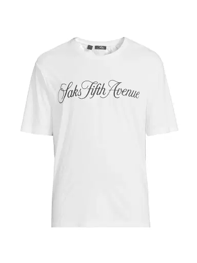 Saks Fifth Avenue Men's COLLECTION Logo-Embroidered Cotton T-Shirt - White | Thumbnail 1 Saks Fifth Avenue Men's COLLECTION Logo-Embroidered Cotton T-Shirt - White | Thumbnail 1
