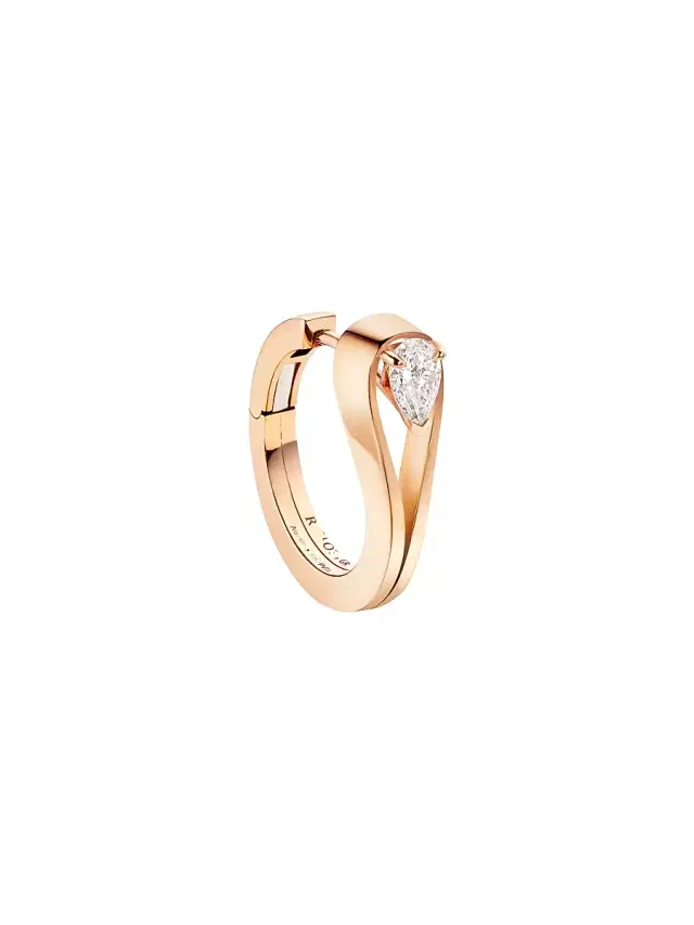 Women's Serti Inversé 18K Gold & 0.20 TCW Diamond Single Hoop Earring - Rose Gold
