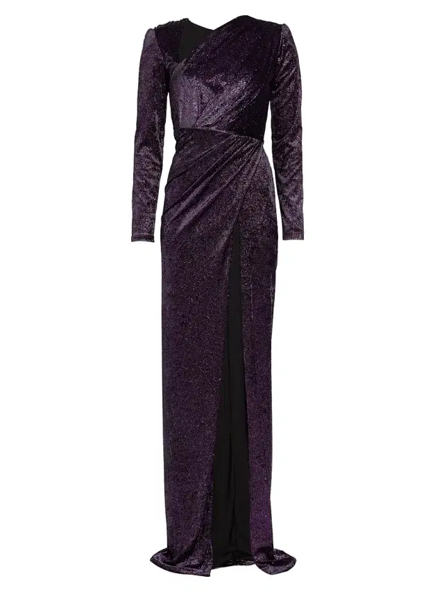 Michael Costello Collection Women's Mila Paillette Velvet Gown - Magenta Black