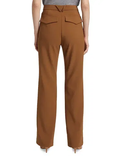 Saks Fifth Avenue Women's Straight-Leg High-Rise Trousers - Mocha | Thumbnail 5 Saks Fifth Avenue Women's Straight-Leg High-Rise Trousers - Mocha | Thumbnail 5