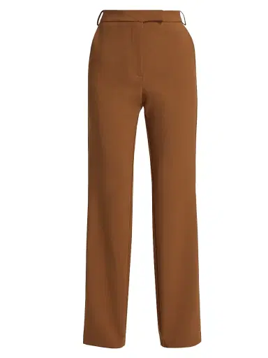 Saks Fifth Avenue Women's Straight-Leg High-Rise Trousers - Mocha | Thumbnail 1 Saks Fifth Avenue Women's Straight-Leg High-Rise Trousers - Mocha | Thumbnail 1
