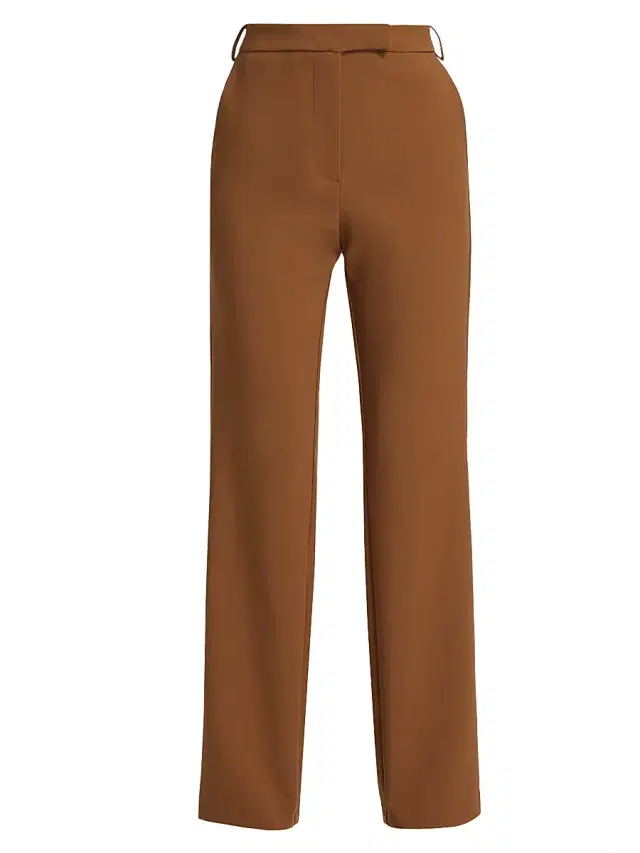 Saks Fifth Avenue Women's Straight-Leg High-Rise Trousers - Mocha