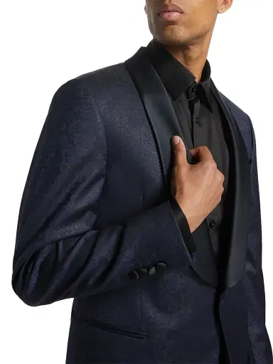 Saks Fifth Avenue Men's COLLECTION Sparkle Floral Wool-Blend One-Button Suit Jacket - Navy | Thumbnail 6 Saks Fifth Avenue Men's COLLECTION Sparkle Floral Wool-Blend One-Button Suit Jacket - Navy | Thumbnail 6