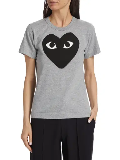 Comme des Garçons PLAY Women's Heart Logo Cotton T-Shirt - Grey - Size Small | Thumbnail 2