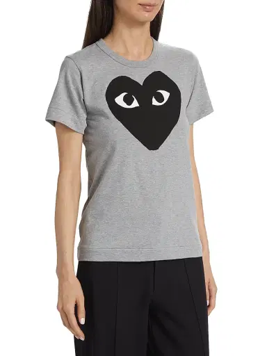 Comme des Garçons PLAY Women's Heart Logo Cotton T-Shirt - Grey - Size Small | Thumbnail 3