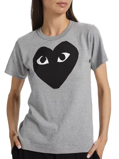 Comme des Garçons PLAY Women's Heart Logo Cotton T-Shirt - Grey - Size Small | Thumbnail 5