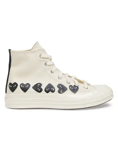 Comme des Garçons PLAY CdG PLAY x Converse Women's Chuck Taylor All Star Heart High-Top Sneakers - White - Size 12 | Thumbnail 1 Comme des Garçons PLAY CdG PLAY x Converse Women's Chuck Taylor All Star Heart High-Top Sneakers - White - Size 12 | Thumbnail 1