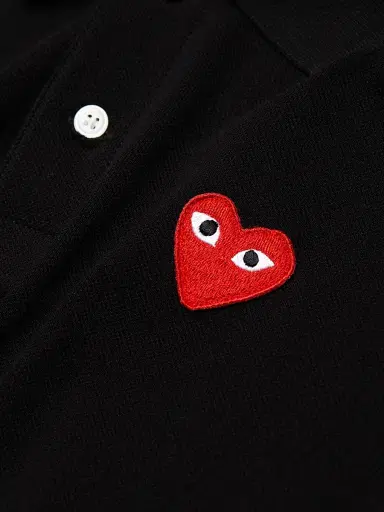 Comme des Garçons PLAY Women's Heart Cotton Polo Shirt - Black - Size Medium | Thumbnail 6