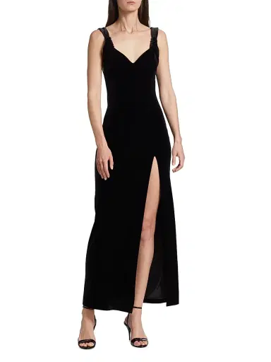 GALVAN LONDON Women's Liza Velvet Slit Maxi Dress - Black - Size 10 | Thumbnail 2 GALVAN LONDON Women's Liza Velvet Slit Maxi Dress - Black - Size 10 | Thumbnail 2