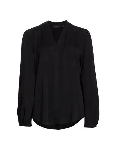 Saks Fifth Avenue Women's Cruise V-Neck Blosue - Black - Size Medium | Thumbnail 1