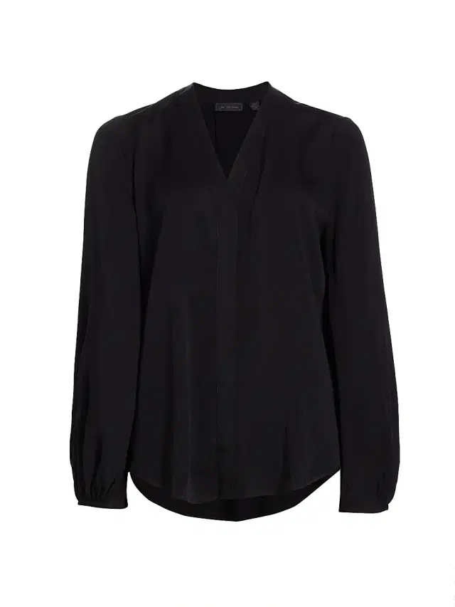 Saks Fifth Avenue Women's Cruise V-Neck Blosue - Black - Size Medium