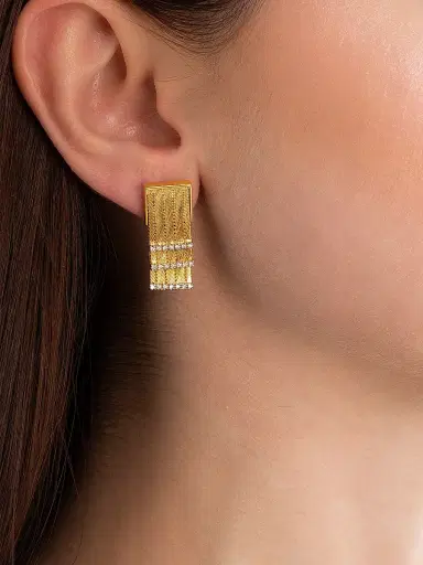 Her Story Women's Olden Feuille 14K Yellow Gold & 0.26 TCW Diamond Drop Single Earring - Yellow Gold | Thumbnail 3