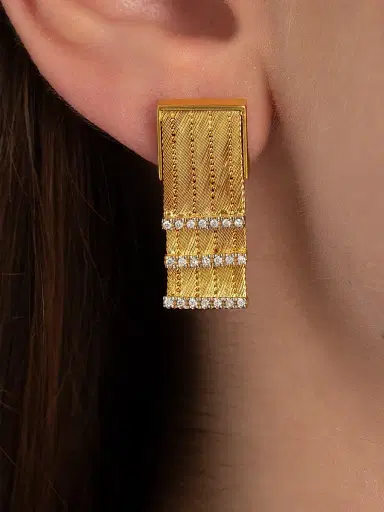Her Story Women's Olden Feuille 14K Yellow Gold & 0.26 TCW Diamond Drop Single Earring - Yellow Gold | Thumbnail 6
