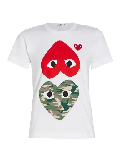 Comme des Garçons PLAY Women's Camouflage-Heart-Print Cotton Jersey T-Shirt - White - Size Small | Thumbnail 1