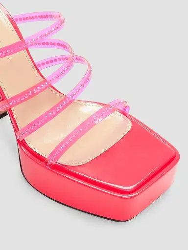 MACH & MACH Women's PVC Crystal-Embellished Platform Sandals - Pink | Thumbnail 4 MACH & MACH Women's PVC Crystal-Embellished Platform Sandals - Pink | Thumbnail 4