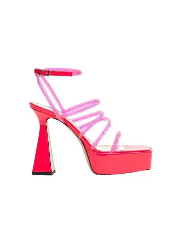 MACH & MACH Women's PVC Crystal-Embellished Platform Sandals - Pink