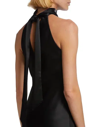 GALVAN LONDON Women's Sienna Satin Halter Neck Gown - Black - Size 12 | Thumbnail 6 GALVAN LONDON Women's Sienna Satin Halter Neck Gown - Black - Size 12 | Thumbnail 6