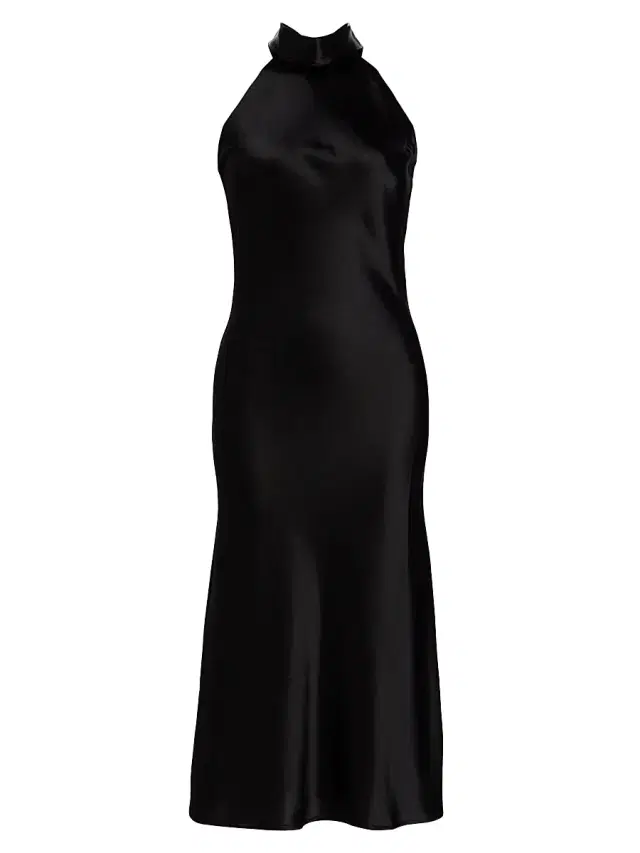 Women's Sienna Satin Halter Neck Gown - Black