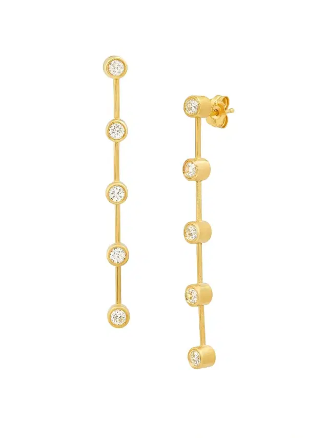 Women's 14K Yellow Gold & 0.75 TCW Diamond Bar Earrings - Yellow Gold