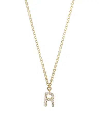 Saks Fifth Avenue Collection Women's 14K Yellow Gold & 0.03 TCW Diamond Initial Pendant Necklace - Initial R | Thumbnail 1