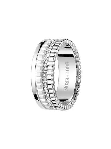 Boucheron Women's Quatre White Edition 18K White Gold, HyCeram & 0.26 TCW Diamond Ring - White Gold | Thumbnail 1 Boucheron Women's Quatre White Edition 18K White Gold, HyCeram & 0.26 TCW Diamond Ring - White Gold | Thumbnail 1