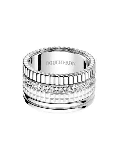 Boucheron Women's Quatre White Edition 18K White Gold, HyCeram & 0.52 TCW Diamond Ring - White Gold | Thumbnail 1 Boucheron Women's Quatre White Edition 18K White Gold, HyCeram & 0.52 TCW Diamond Ring - White Gold | Thumbnail 1