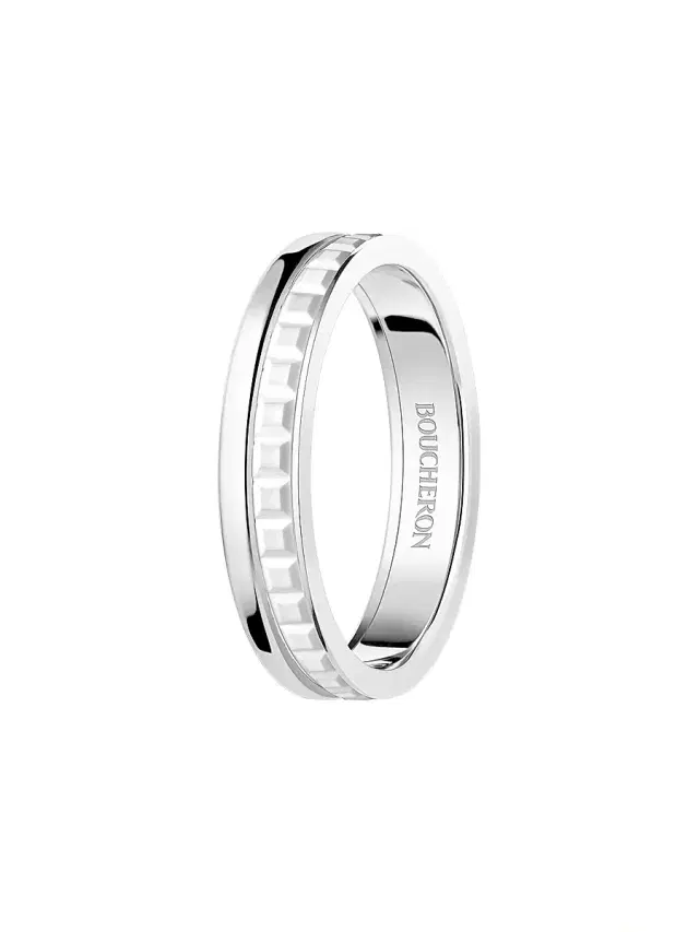 Women's Quatre Double White Edition 18K White Gold & PVD Wedding Band - White Gold
