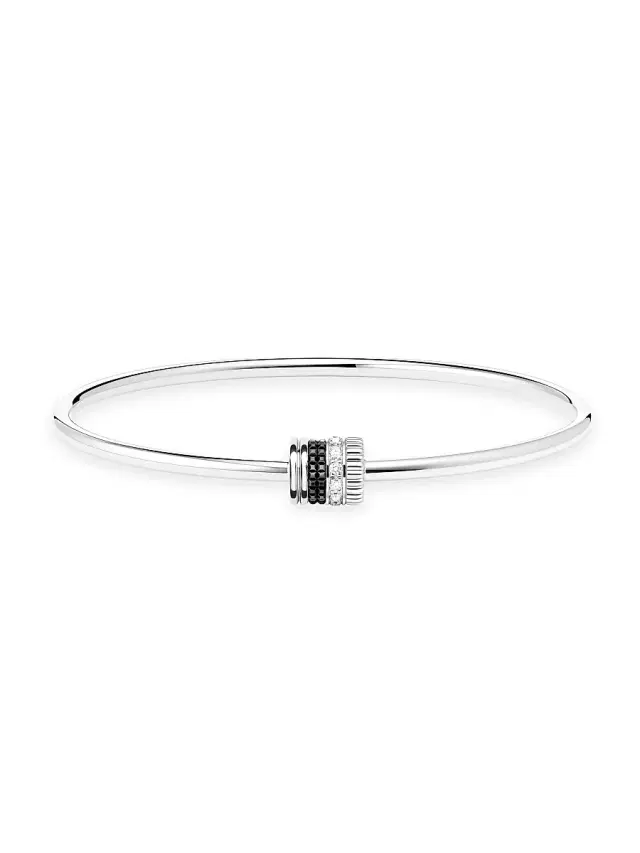 Women's Unisex Quatre Black Edition 18K White Gold & 0.13 TCW Diamond & PVD Bangle - White Gold