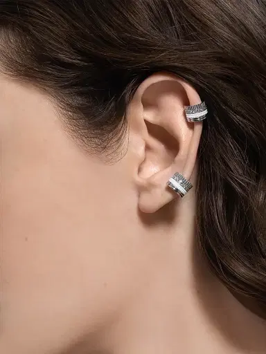 Boucheron Women's Quatre White Edition 18K White Gold, HyCeram & 0.13 TCW Diamond Single Ear Clip - White Gold | Thumbnail 2