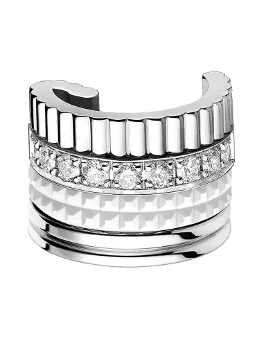 Boucheron Women's Quatre White Edition 18K White Gold, HyCeram & 0.13 TCW Diamond Single Ear Clip - White Gold | Thumbnail 3
