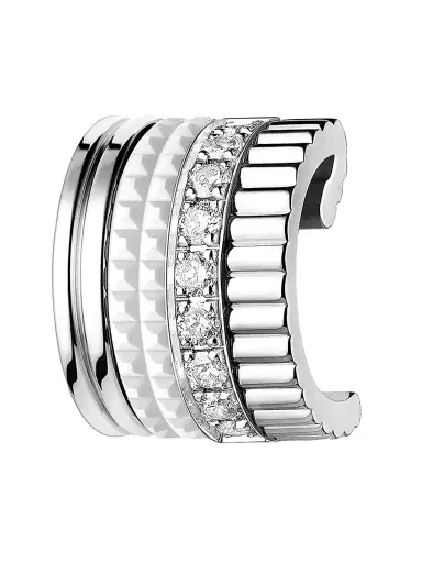 Boucheron Women's Quatre White Edition 18K White Gold, HyCeram & 0.13 TCW Diamond Single Ear Clip - White Gold | Thumbnail 1