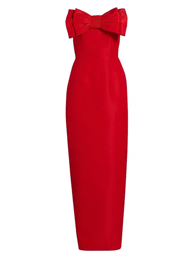 Alexia María Women's Romina Silk Bow-Embellished Column Gown - Red