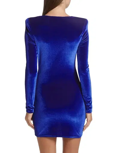 Alberto Audenino Women's Fance Velvet Ruched Minidress - Blue | Thumbnail 5 Alberto Audenino Women's Fance Velvet Ruched Minidress - Blue | Thumbnail 5