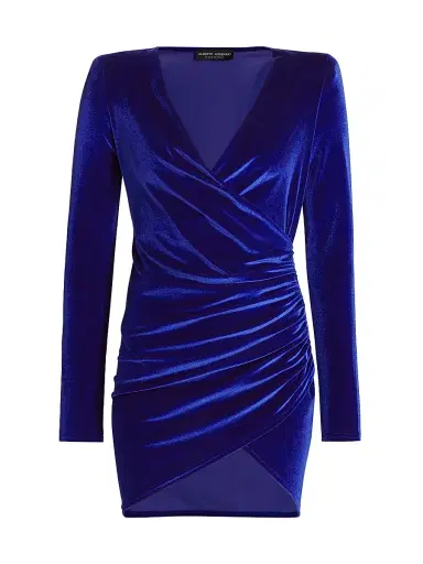 Alberto Audenino Women's Fance Velvet Ruched Minidress - Blue | Thumbnail 1 Alberto Audenino Women's Fance Velvet Ruched Minidress - Blue | Thumbnail 1